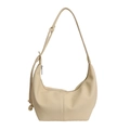 Chic beige textured leather hobo bag with adjustable shoulder strap and silver zipper - Yellow