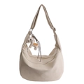 Grande borsa tote beige in morbida pelle con dettaglio di ciondolo a cavallo - Con Ciondolo / Bianco
