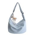 Grande borsa hobo azzurra con elegante ciondolo a cavallo e trama martellata - Con Ciondolo / Blu