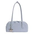 Minimalist light blue bowling handbag for women with a metallic star charm accessory - Blue with Pendant
