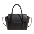 Minimalistische schwarze Handtasche aus Kunstleder mit silbernen Metalldetails - Schwarz