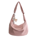 Borsa hobo rosa in ecopelle capiente con ciondolo a forma di cavallino bianco - Con Ciondolo / Rosa