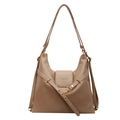 Vielseitige hellbraune PU-Ledertasche mit goldenen Details und Mehrzweck-Trageriemen - Khaki