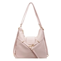 Hellrosa Hobo-Schultertasche mit verstellbaren Riemen und goldenen Metallteilen - Rosa