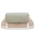 Bolso bandolera cuadrado estilo francés en cuero tricolor de color verde, kaki y blanco - Verde matcha