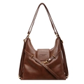 Sac fourre-tout en cuir marron avec boucles dorées et bandoulière ajustable - Marron