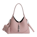 Bolso bandolera malva con patrón de lichi elegante, estuche y hebilla plateada - Rosa