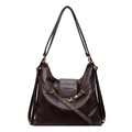 Sac fourre-tout spacieux en cuir marron foncé avec boucle élégante et rivets décoratifs - Marron