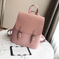 Rosa Damen-Rucksack aus Materialmix mit Wildlederklappe und Schnallendetails - Rosa