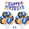 Space theme birthday set with astronaut balloons and HAPPY BIRTHDAY banner - Set 11: Banner with Orange Polka Dot Balloon Set