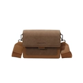 Bolso bandolera cuadrado marrón estilo patchwork con correa ancha y logotipo - Marrón