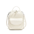 Mini mochila blanca brillante con textura arrugada y correas ajustables - Blanco