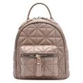 Mini zaino trapuntato beige chic con dettagli dorati per uno stile casual da donna - Cachi
