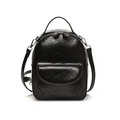 Mochila versátil de cuero PU negro con correas ajustables y herrajes plateados pulidos - Negro