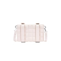 Chic pink checkered crossbody box bag with quilted synthetic leather and silver hardware - White
