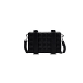 Minimalist black quilted box bag with silver hardware and adjustable crossbody strap - Black