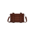 Brown rectangular box bag with quilted pattern and detachable shoulder strap - Brown