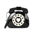 Retro creative telephone shaped handbag in black patent leather with dial detail - Black