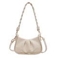Off-white pleated underarm bag with braided strap and gold hardware on white background - Off White
