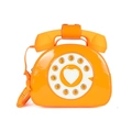 Creative orange vintage telephone handbag with glossy finish and heart dial detail - Orange