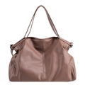 Sac fourre-tout marron en similicuir grainé à grande capacité pour le travail quotidien - Kaki