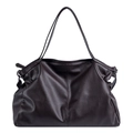 Sac fourre-tout minimaliste en similicuir marron foncé avec finition texturée et grande taille - café