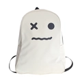 Zaino a fantasma stravagante in pelle PU bianco crema con spallacci neri - Viso Bianco Imbronciato