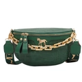 Sac de poitrine vert foncé motif crocodile avec emblème doré et chaîne épaisse - Vert