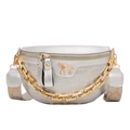 Silver faux crocodile chest bag with gold chain and wide woven strap - Silver