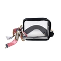 Sac bandoulière transparent en PVC avec bordure noire et foulard en soie décoratif - Noir