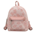 Mini zaino rosa jacquard a fiori con catena in metallo e spallacci regolabili - Rosa