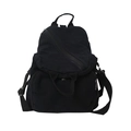 Versatile black canvas backpack with multi-pocket design and adjustable nylon straps - Black