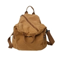 Versatile mustard canvas backpack with multi-way straps and vintage casual design - Brown