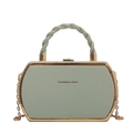 Pale green octagonal crossbody bag with gold metal trim and twisted handle detail - Matcha Green