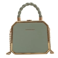 Borsa a tracolla ottagonale verde Morandi con manico in metallo dorato e catenella - verde chiaro
