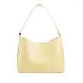 Bolso tote minimalista de cuero amarillo crema con acabado suave y diseño aerodinámico - Amarillo
