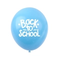 Blue Back to School latex balloon with white cartoon lettering for school party decor - Light Blue