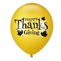Palloncino giallo in lattice per Thanksgiving con scritta e foglie d'acero - Palloncino d'Oro del Ringraziamento (Happy Thanksgiving)