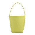 Minimalist bright lime green bucket bag featuring a premium pebbled leather texture - Green