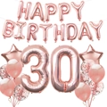 Roségold 30. Geburtstag Party Set mit Happy Birthday Folienballons und Zahl 30 Dekoration - Set zum 30. Geburtstag