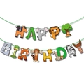 Set striscione Happy Birthday animali della foresta con decorazioni tema giungla - Striscione della Foresta