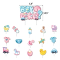 Dettagli del set di topper per torta Boy or Girl per baby shower con dimensioni e vari disegni - Topper per torta