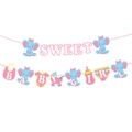 Detail of Sweet Baby Girl elephant banner set for baby shower and nursery wall decor - Pink Elephant Banner