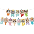 Katzen-Geburtstagsbanner mit bunten Kätzchen-Illustrationen für die Party-Dekoration - Banner