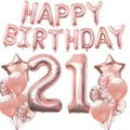 Rose gold 21st birthday party balloon set with confetti balloons and star foil balloons - 21st Birthday Set