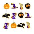 Set da 12 topper per cupcake Halloween con zucche fantasmi e teschi per decorazioni - Topper per Torte