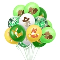 Detail of forest animal theme balloon set featuring cute fox and squirrel prints with sequins - Fox Deer Squirrel Rabbit Green Sequin Style