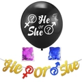 Set palloncino He or She da 36 pollici per rivelazione genere con coriandoli e banner - Set Palloncino Banner Coriandoli