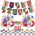 Set decorativo USA per il 4 luglio con striscioni palloncini e cake topper - Set B