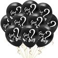 Palloncini neri Boy or Girl per rivelazione genere con punti di domanda e nastri dorati - Stile Nero